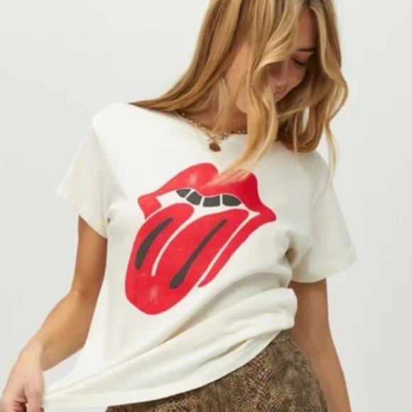 Daydreamer Rolling Stones Tee Crew Neck T Shirt Set List Tour Soft XS Cream - Picture 3 of 14